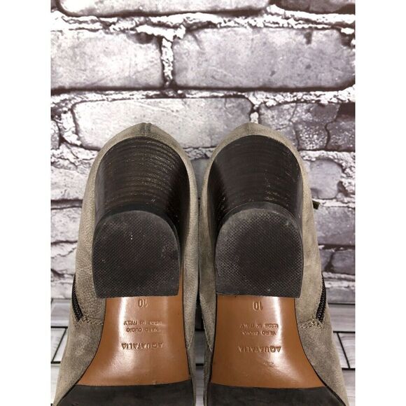 Aquatalia Taupe Suede Leather Side Zip Heel Ankle Booties Women’s Sz 10M US/41EU - Picture 14 of 16